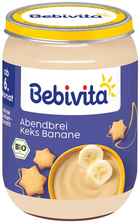 Бебешко пюре Bebivita Лека нощ бисквити и банан 190 гр