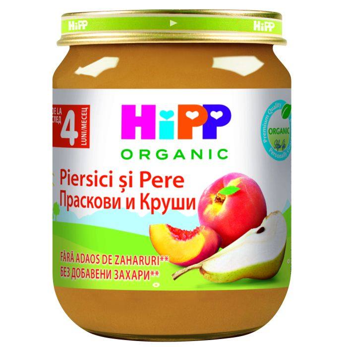 Бебешко пюре HiPP Organic праскови и круши 125 г