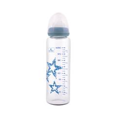 Стъклено шише с биберон Lorelli Anti-Colic - синьо 240 мл.