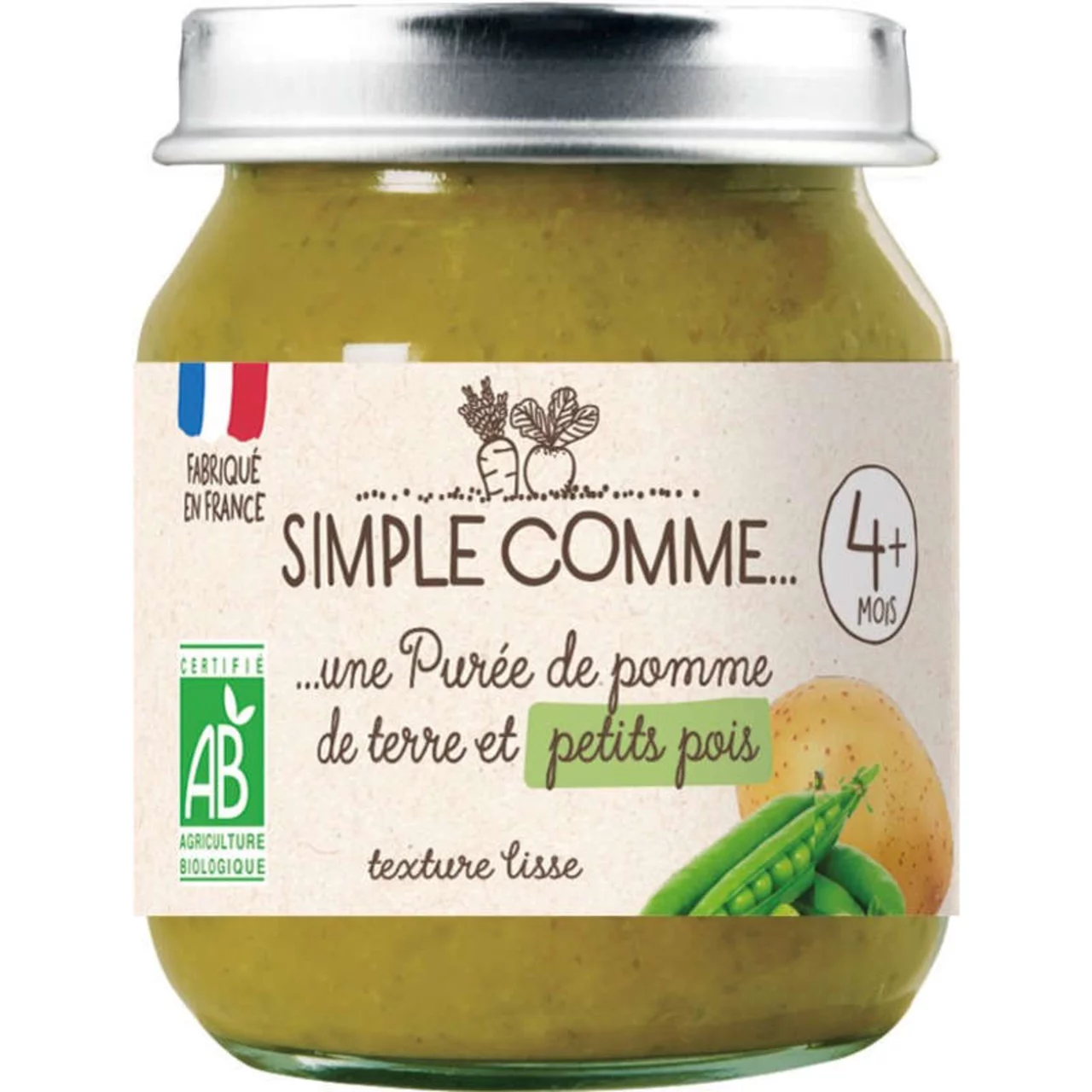 Бебешко пюре Simple Comme... Purée de pomme de terre et petits pois 4+