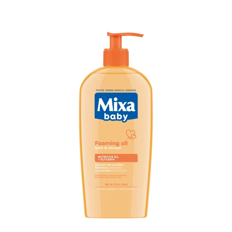Бебешко измиващо олио Mixa Baby Foaming Oil bath & shower 400 мл