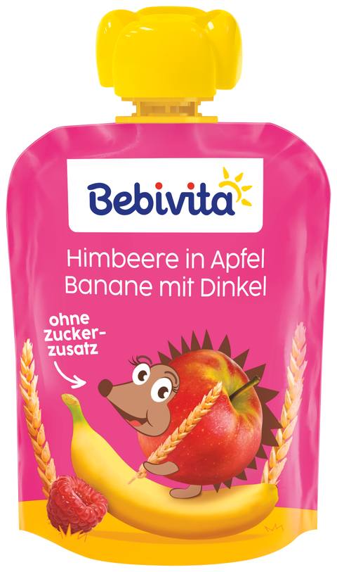 Бебешки пауч Bebivita с банан, малина и спелта 90 г