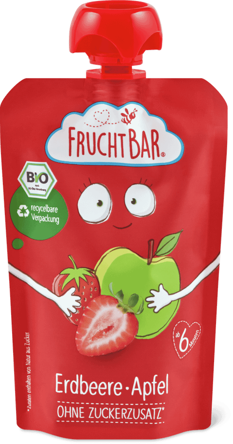 Бебешко био пюре FruchtBar ягода и ябълка 100 г
