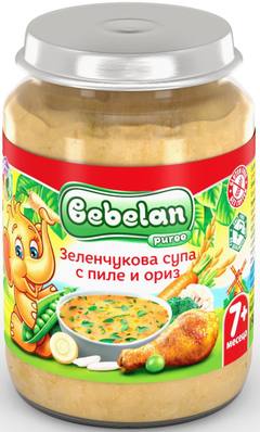 Бебешко пюре зеленчукова супа с пиле и ориз