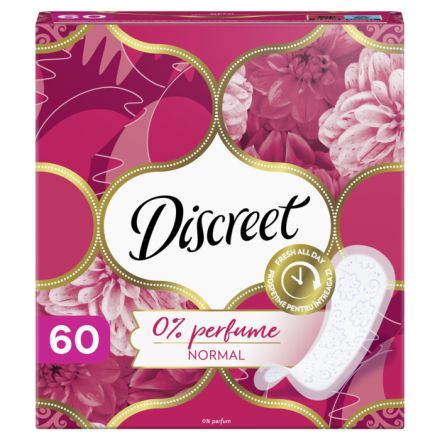 Ежедневни дамски превръзки Discreet 0% perfume NORMAL 60 бр.