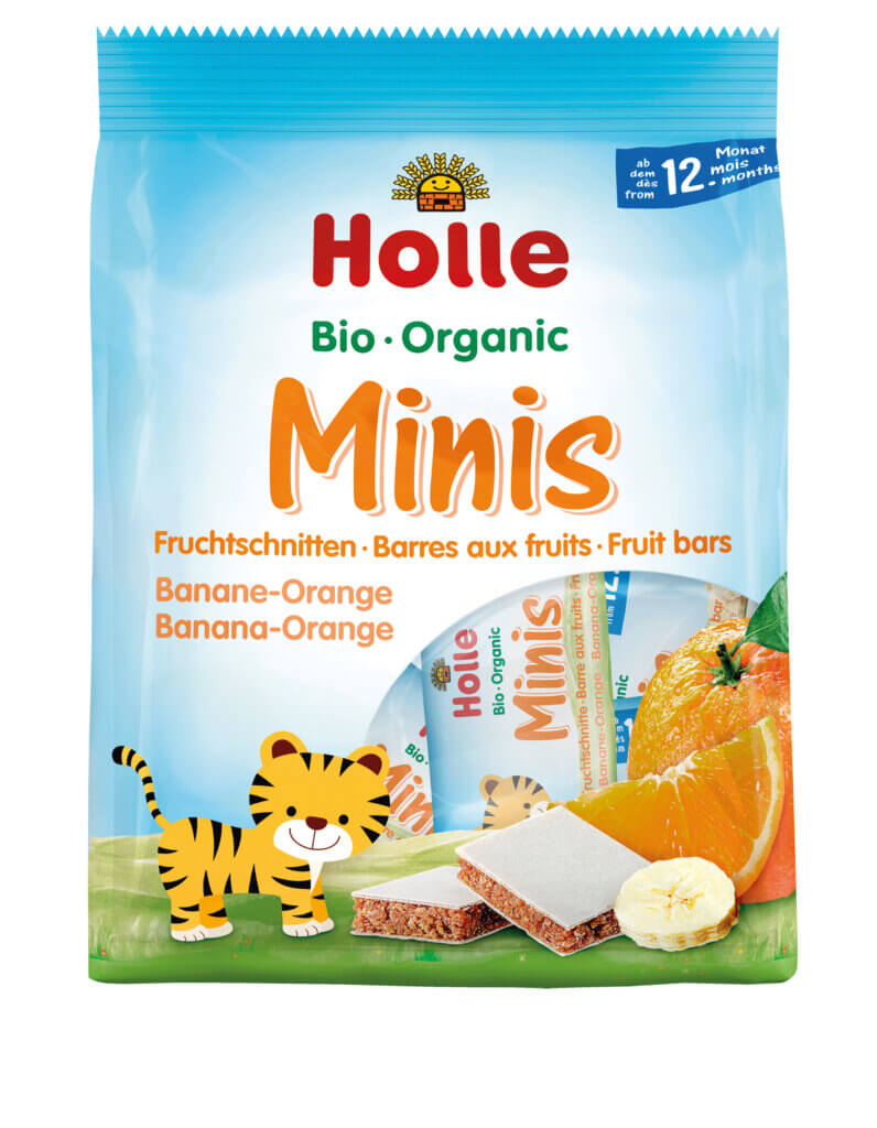 Био плодови барчета Holle Minis банан и портокал 100 г. (8x12.5 г.)