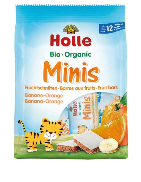 Био плодови барчета Holle Minis банан и портокал 100 г (8x12.5 г)