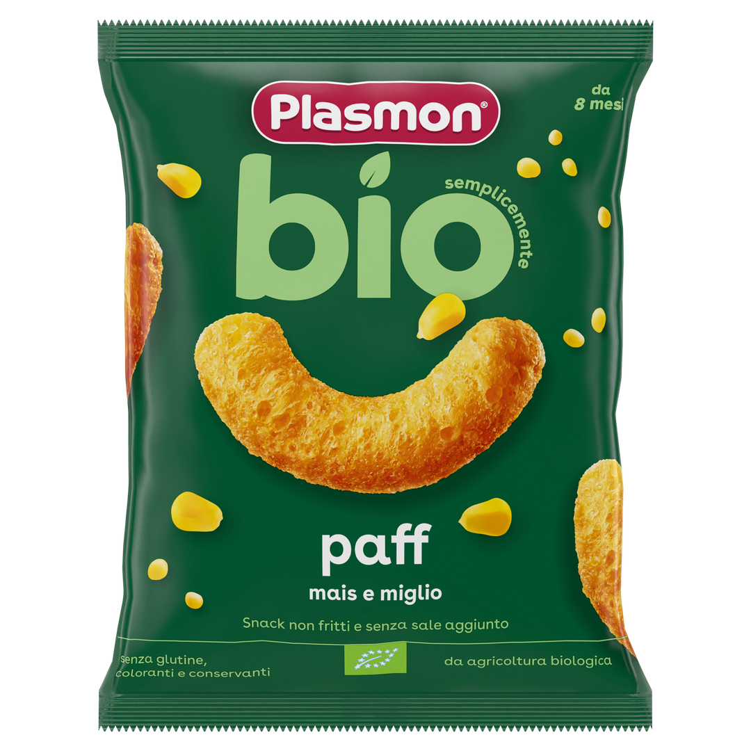 Plasmon Био Паф Хрупанки Царевица и Просо, 8+М