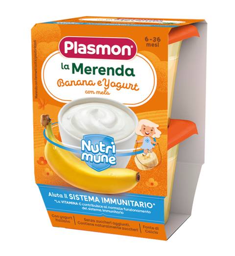 Млечен десерт Plasmon Nutrimune банан и йогурт 2х120гр
