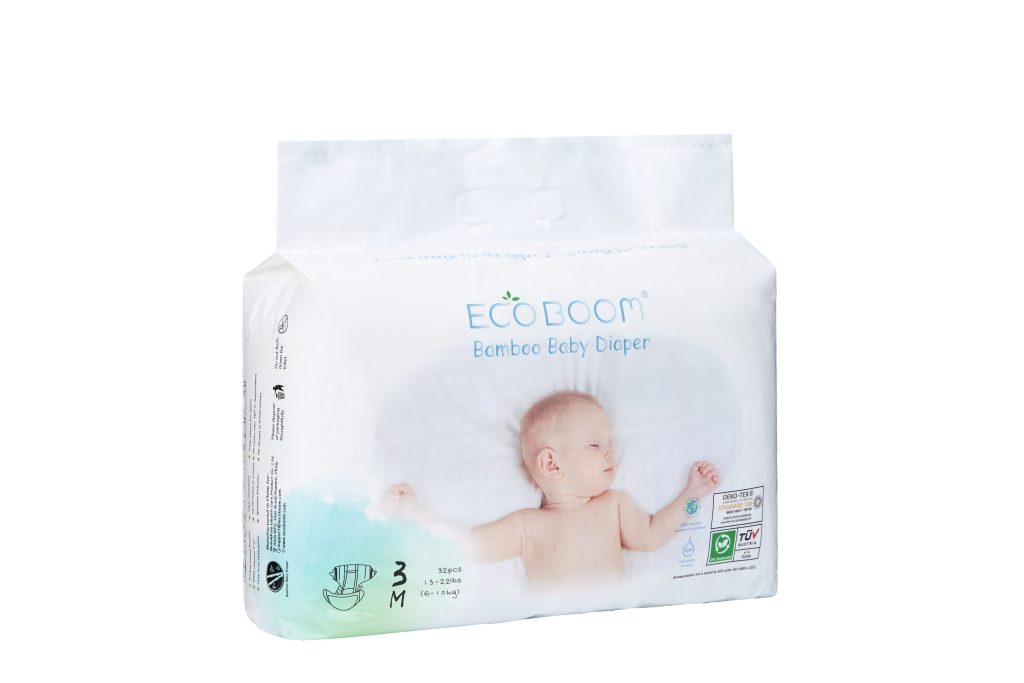 Пелени за еднократна употреба ECO BOOM Biodegradable Bamboo Diapers M 6-10 кг 32 бр.