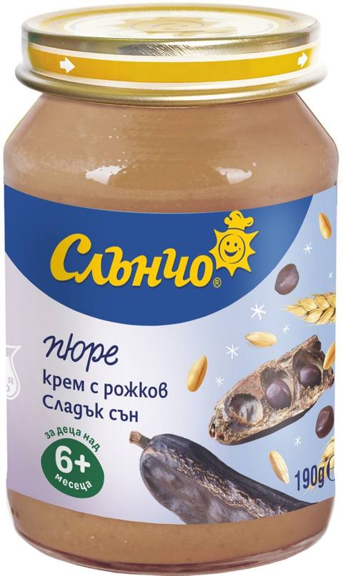 Бебешко пюре Слънчо крем с рожков сладък сън 190 гр