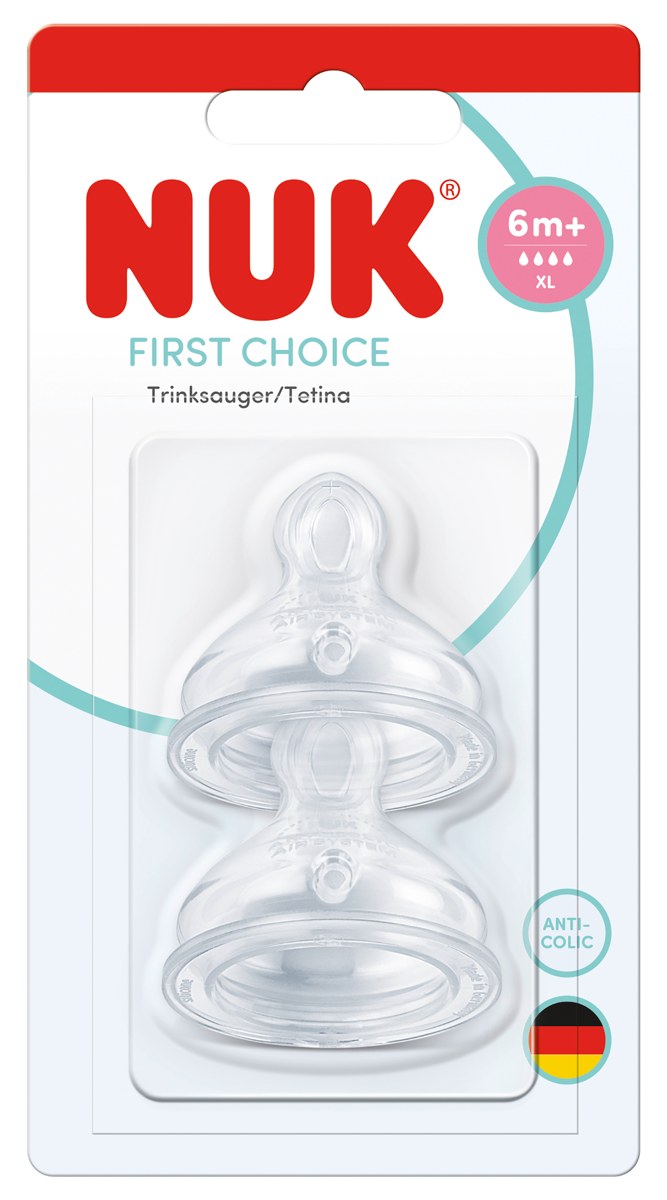 Биберони NUK First Choice размер XL 6м+ 2 бр