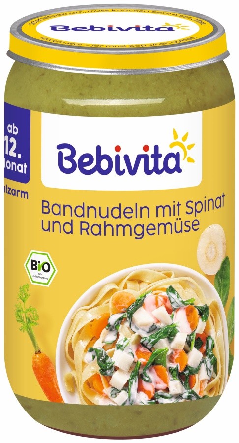 Бебешко пюре Bandnudeln mit Spinat und Rahmgemüse 250 г.