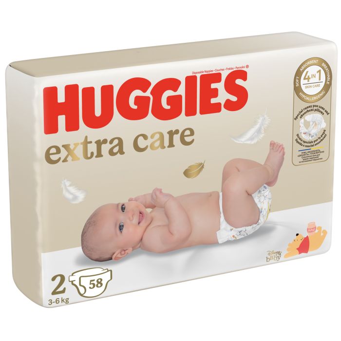 Пелени за еднократна употреба Huggies Extra Care №2 58 бр. 3-6 кг