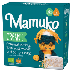 Бебешка каша Mamuko Organic Crushed barley, Raw buckwheat and oat porridge 12+ months