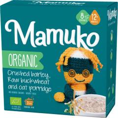 Бебешка каша Mamuko Organic Crushed barley, Raw buckwheat and oat porridge 12+ months