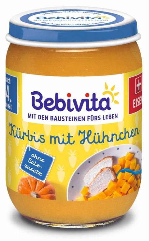 Бебешко пюре Bebivita тиква, пилешко и ябълка 190 г