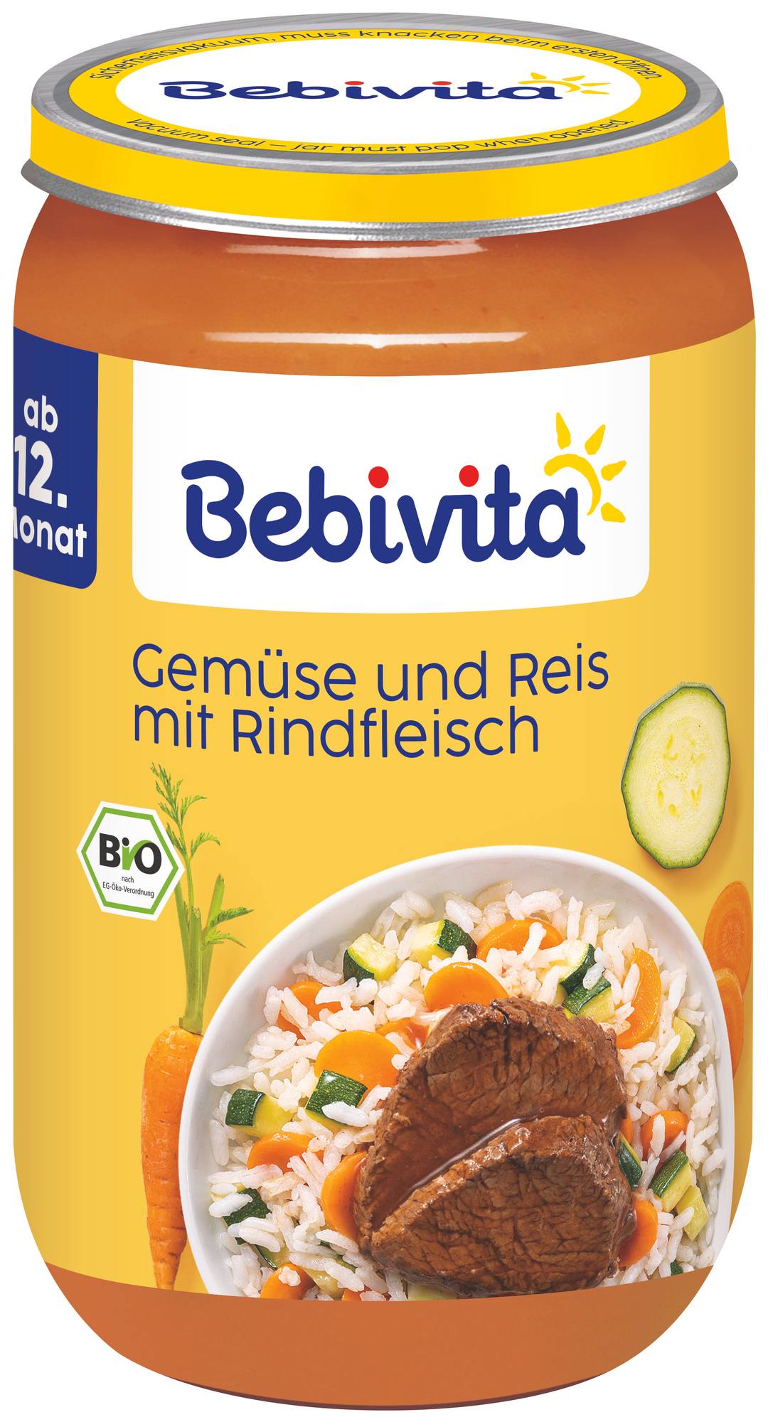 Бебешко пюре Bebivita зеленчуци, ориз и говеждо месо 250 г