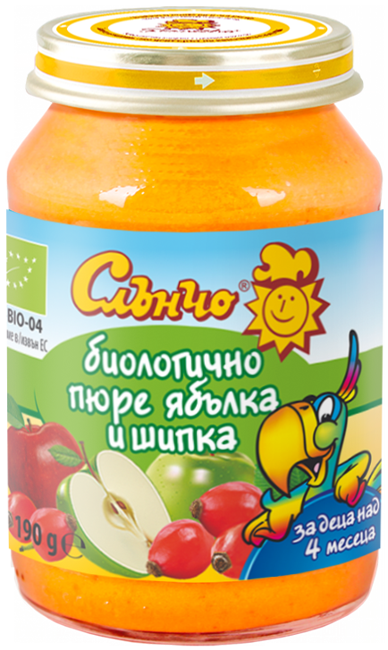 Бебешко био пюре Слънчо ябълка и шипка 190 г