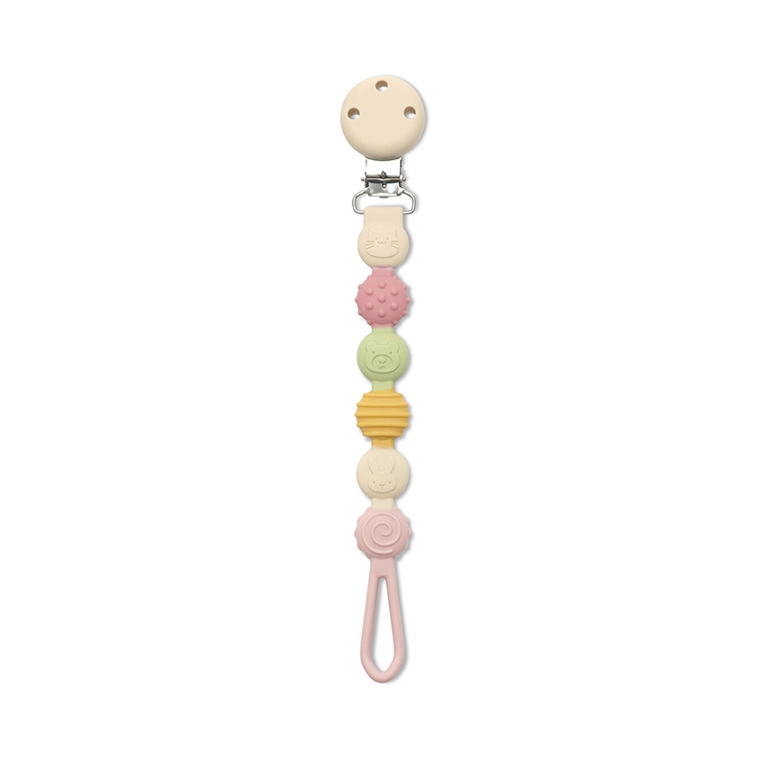 Силиконов държач за биберон Silicone Pacifier Holder Girl Natural