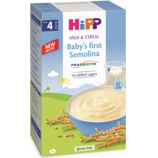 Бебешка каша Baby's first Semolina Milk & Cereal Praebiotik 4+