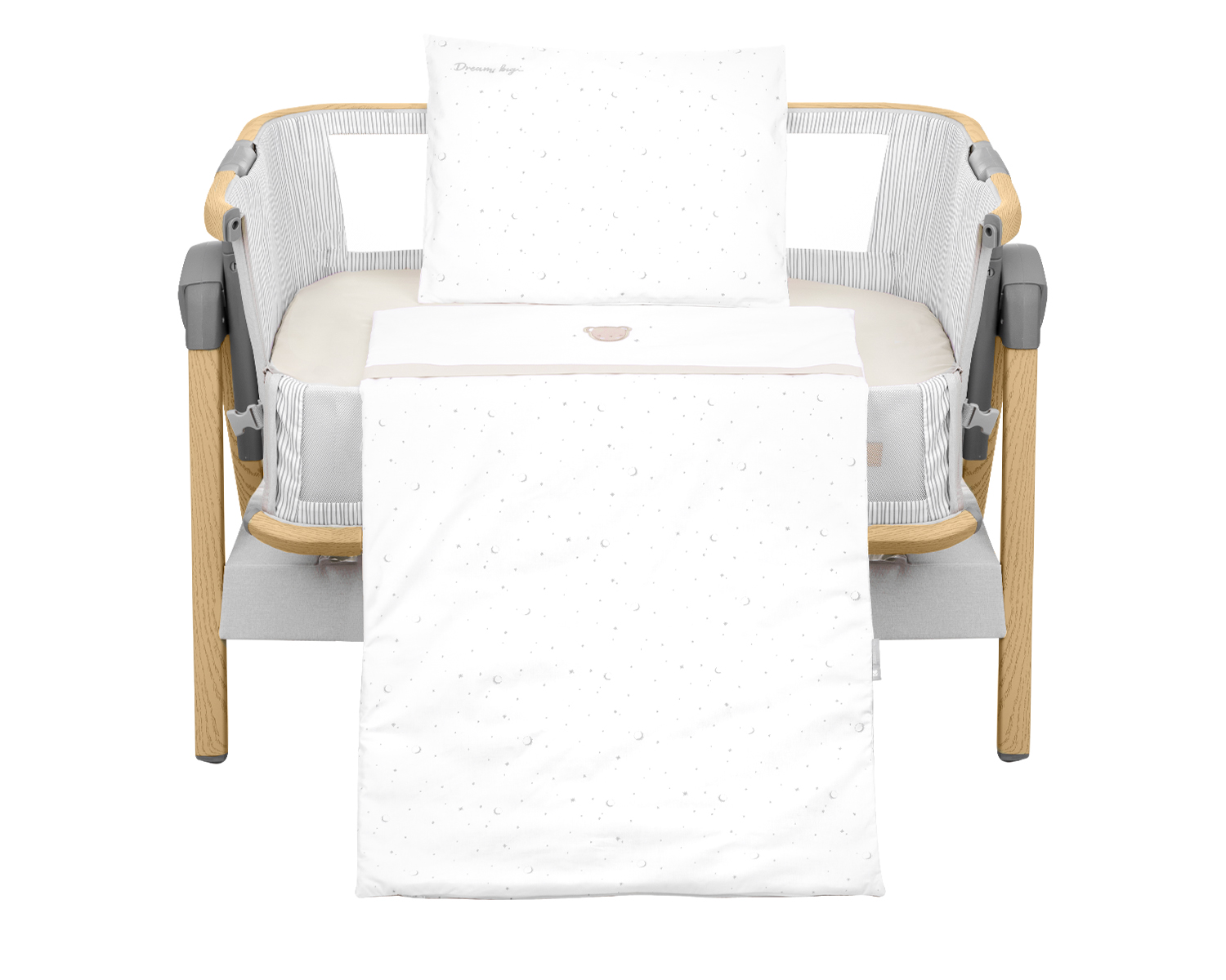 Бебешки спален комплект Dream Big Beige 3 части за мини кошара 50x80 см