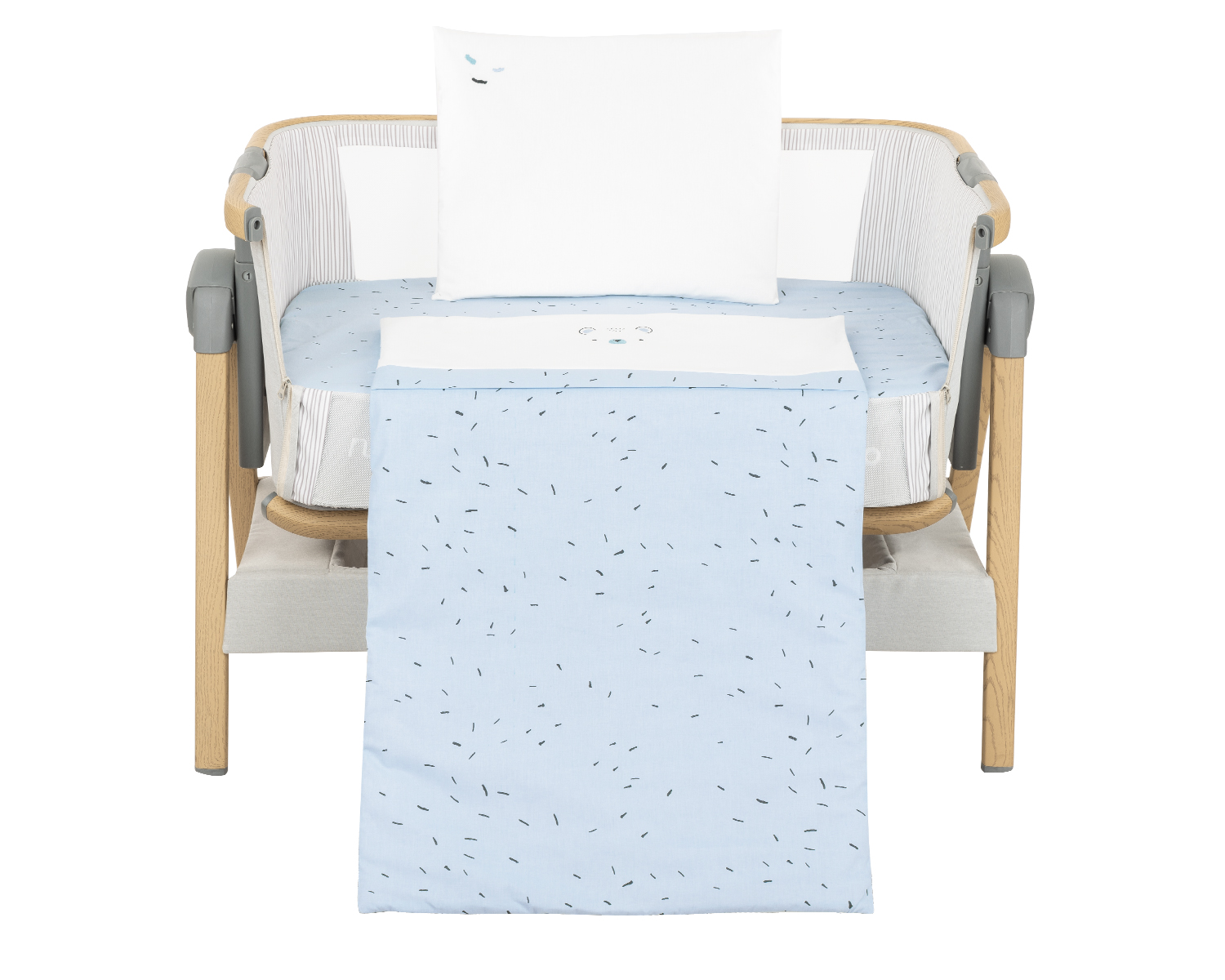 Бебешки спален комплект от 5 части Bear With Me - Blue за мини кошара
