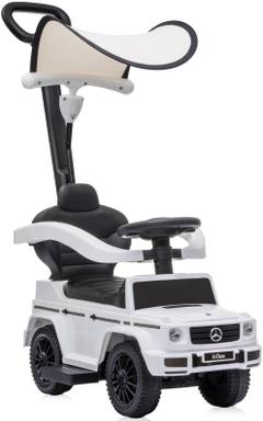 Кола за яздене Lorelli MERCEDES-BENZ G350D с дръжка и сенник, бяла