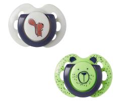 Ортодонтични залъгалки Tommee Tippee Fun Friends, 0-6 м, 2 бр, мече/катерица