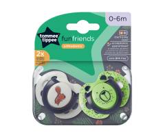 Ортодонтични залъгалки Tommee Tippee Fun Friends, 0-6 м, 2 бр, мече/катерица