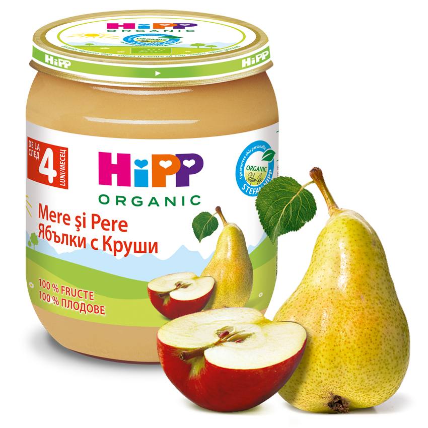 Бебешко пюре HiPP Organic ябълки с круши 125 г