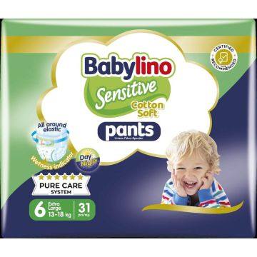 Преходни гащи Babylino Sensitive Cotton Soft Pants No.6 Extra Large 13-18 кг 31 бр