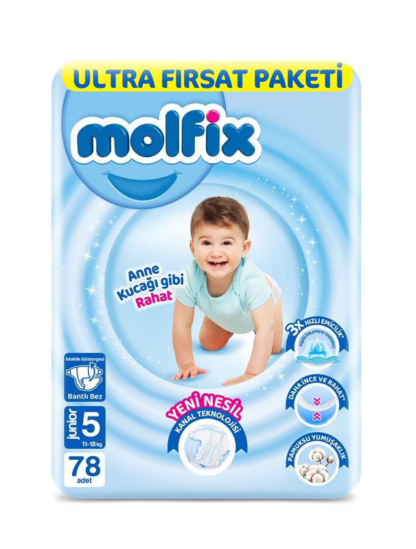 Бебешки пелени Molfix Junior №5, 11-18 кг, 78 бр