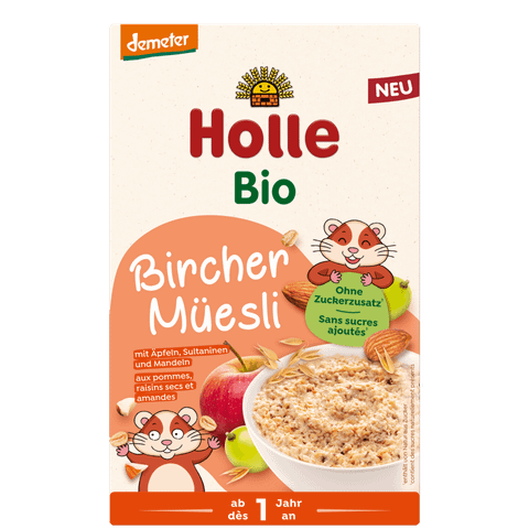 Бебешко мюсли Holle Organic Bircher Muesli с ябълки, стафиди и бадеми
