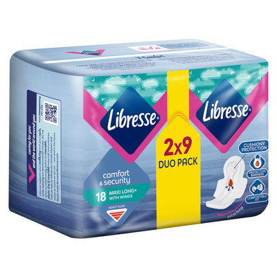 Дамски превръзки Libresse Maxi Long+ Wings Duo Pack 18 броя