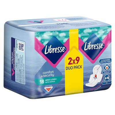 Дамски превръзки Libresse Maxi Long+ Wings Duo Pack 18 броя