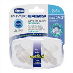 Залъгалка Chicco PhysioForma Mini Soft 2-6м 2 броя