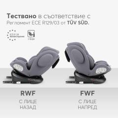 KikkaBoo i-Felix i-Size стол за кола 40-150 см, светлосив