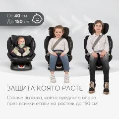KikkaBoo i-Felix i-Size стол за кола 40-150 см, светлосив