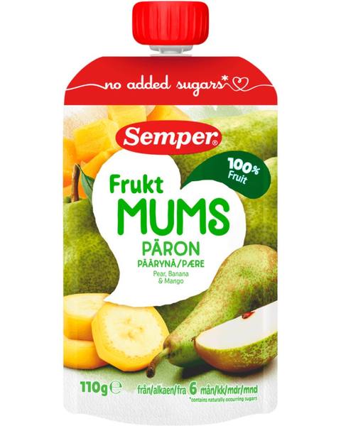 Бебешко плодово пюре Semper Frukt MUMS круша, банан и манго 110г