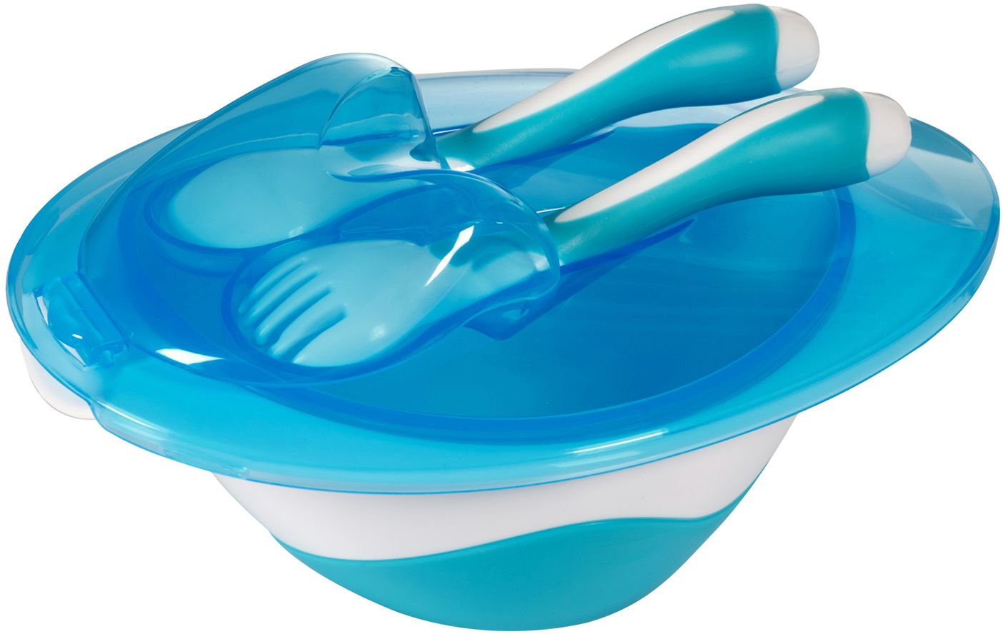 Комплект купи за хранене Feeding bowls с капак за път и лъжица x2 бр.