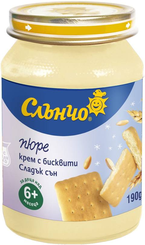 Бебешко пюре Слънчо крем с бисквити сладък сън 190 г