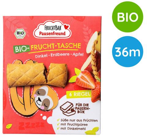 Био плодово десертче Pausenfreund Bio-Frucht-Tasche Dinkel-Erdbeere-Apfel 6 броя