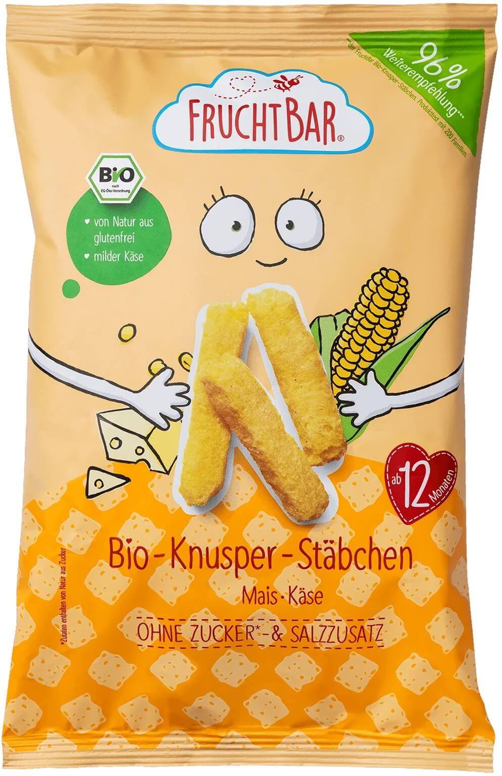 Снакс FruchtBar с царевица и сирене 12м+ 30 г