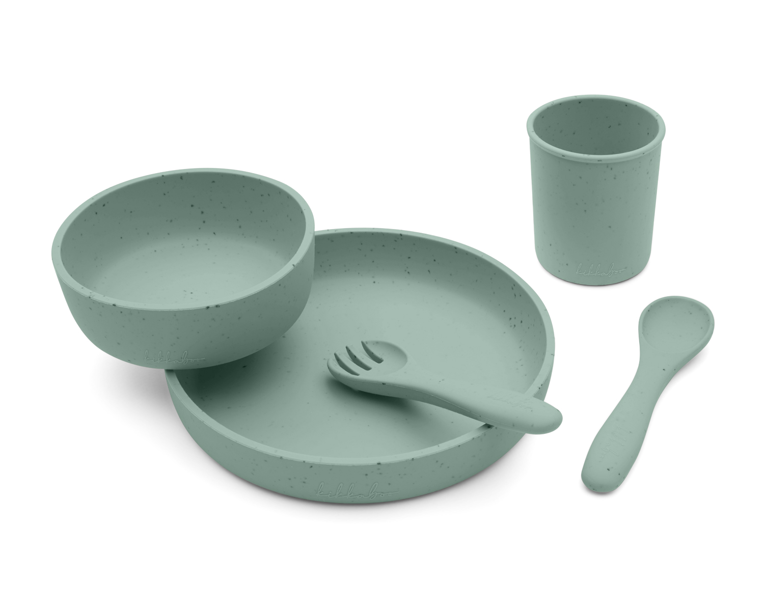 Комплект за хранене Feeding Set 5 бр. Platinum Silicone Sage