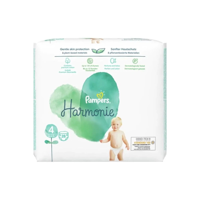 Пелени за еднократна употреба Pampers Harmonie размер 4, 9-14 кг, 28 бр