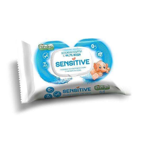 Мокри кърпички Bebelan Sensitive с 99,7% вода