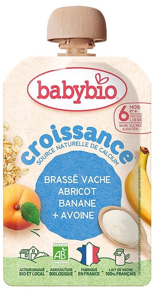 Бебешко био пюре Babybio Croissance Brassé Vache Abricot Banane + Avoine 100 г.