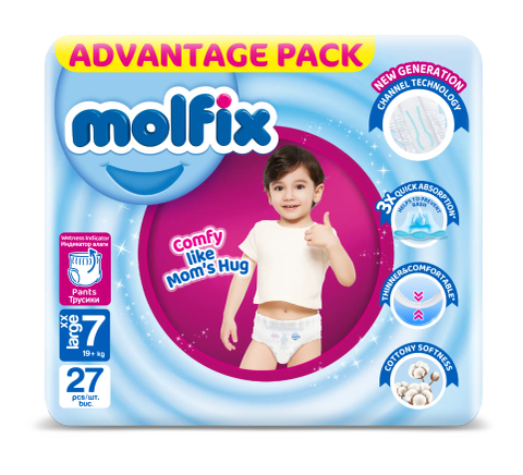 Преходни гащи Molfix XXL Large 7 19+ kg 27 бр