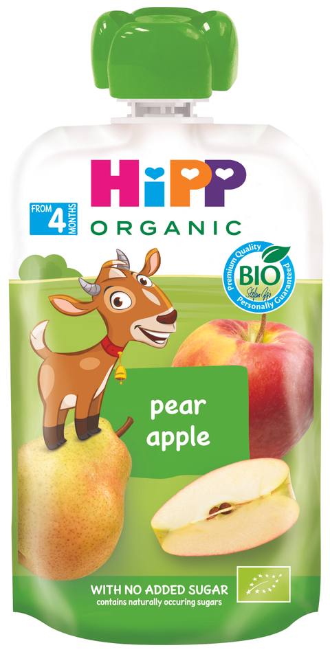 Бебешко плодово пюре HiPP Organic Pear Apple 100 г